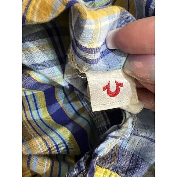 TRUE RELIGION Plaid Embroidered Western SNAP Button Down Long Sleeve S Cowboy - Picture 11 of 13